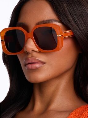NWT orange square sunglasses with 100% UV protection
